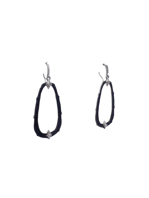 Armenta Silver/Black Crivelli Diamond Open Oval Dangle SS Earrings
