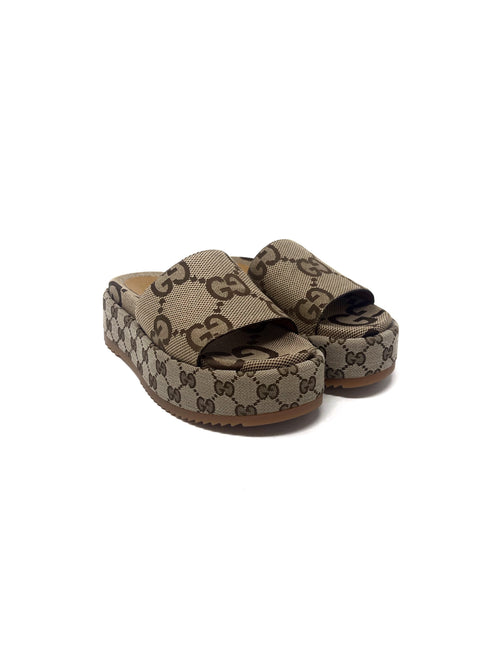 Gucci W Shoe Size 36.5 'Angelina' GG Logo Platform Slide Sandal