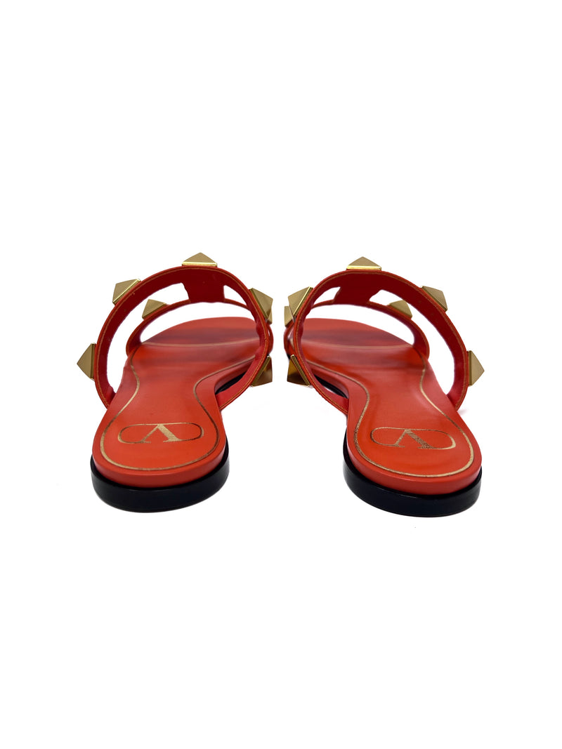 Valentino Size 37 WB! Roman Stud Leather Slide Sandal