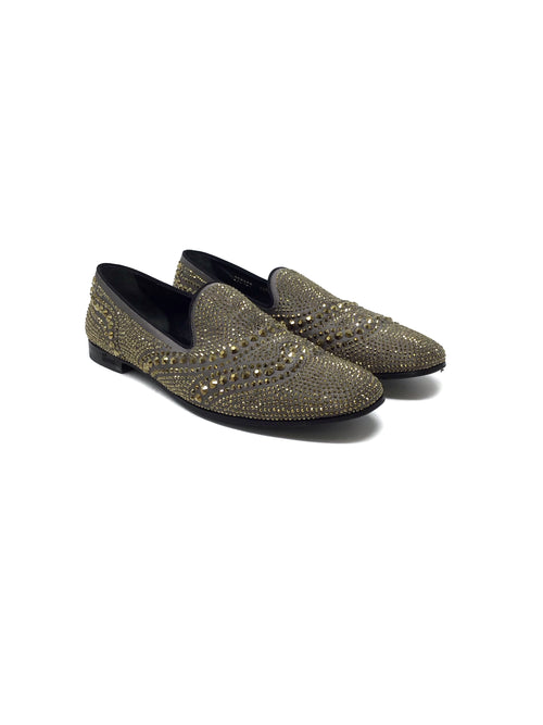 Gucci 39.5 Swavorsky Crystal Embellished Satin Loafers