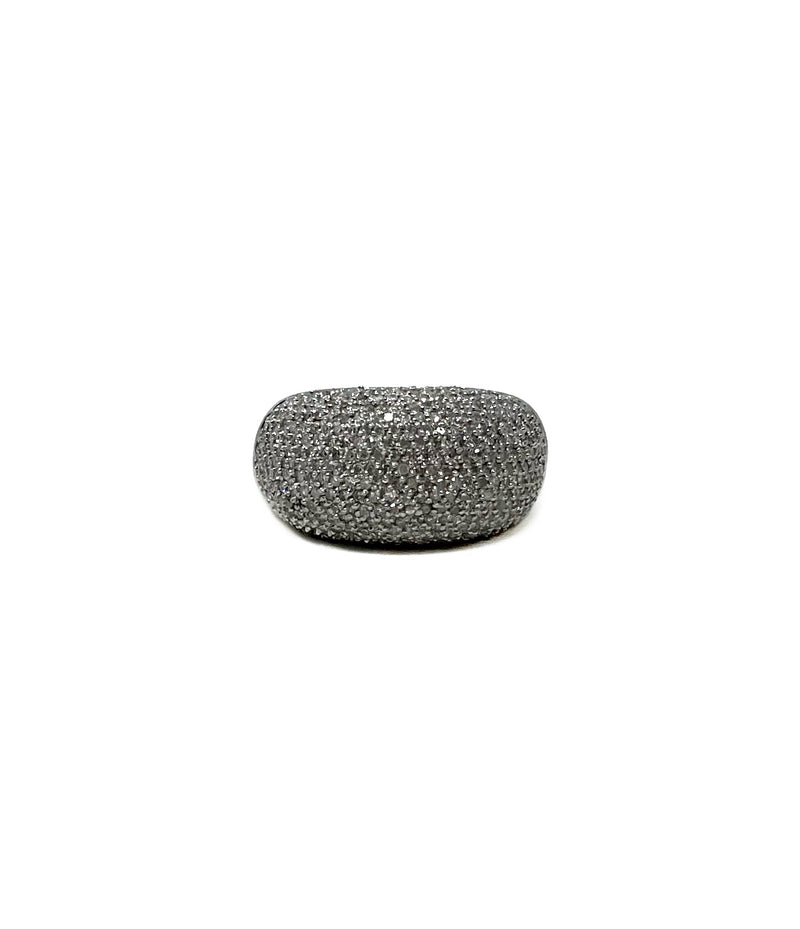 White gold micro pave dome ring