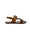 Valentino Cognac/Gold V-Logo Strappy Leather Sandal