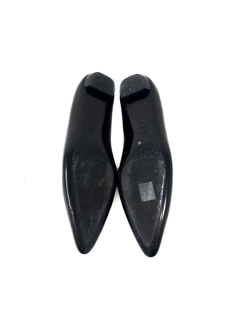 The Row Size 38.5 'Claudette' Shiny Nappa Leather Pointed Toe Flat