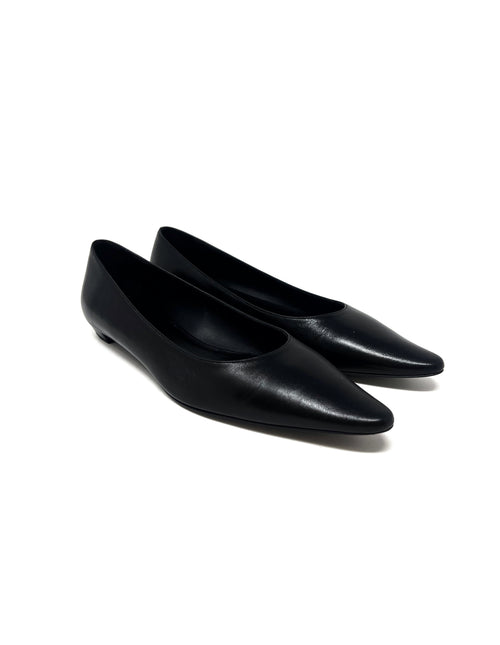 The Row Size 38.5 'Claudette' Shiny Nappa Leather Pointed Toe Flat