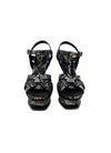 Saint Laurent Size 37 'Tribute' Metallic Calfskin Python Embossed Platform Heels