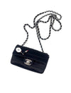 Chanel Black/Silver WB! '04-05 Mirror & Lipstick Satin Micro Flap Bag