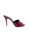 Saint Laurent Cherry 'Romy' Patent Almond Peep Toe Heel Mules