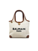 Balmain Luggage/Natural 'B-Army' Logo Canvas Mini Grocery Bag
