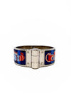 Hermes Colliers De Chiens Print Enamel Wide Hinged Bracelet