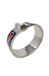 Hermes Colliers De Chiens Print Enamel Wide Hinged Bracelet