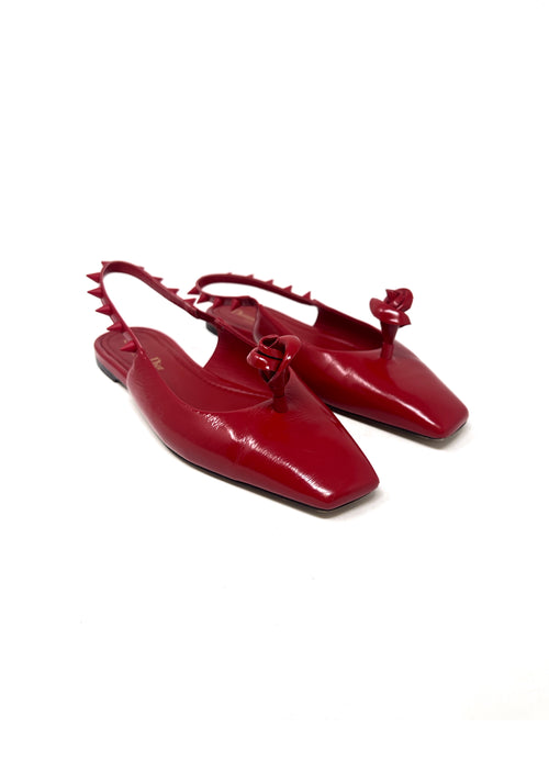 Christian Dior Size 39.5 'Rose Fantastique' Crinkled Calfskin Slingback Back