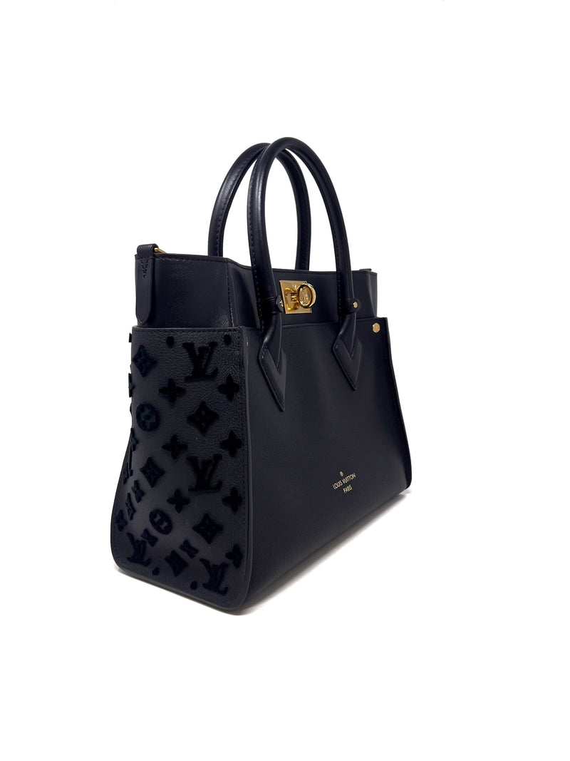 Louis Vuitton Black On My Side MM Monogram Tuft Leather Tote W Strap The Little Bird