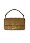 Fendi Camel/Gold WDB! 'Baguette' MD Textured Embossed FF Motif Flap Bag