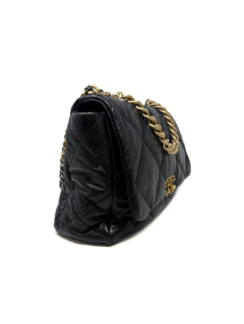 Chanel Black/Gold/Silver WDB! '19 'Chanel 19' Maxi Shiny Lambskin Tri-Tone Chain