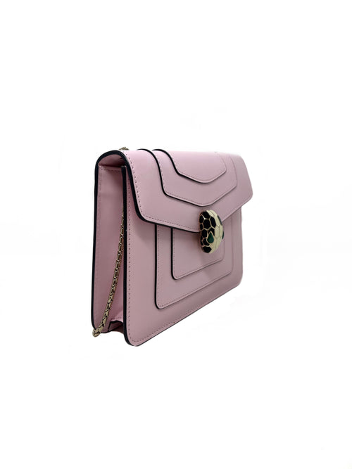 Bvlgari Baby Pink/Gold WDB! 'Serpenti' Leather Flap Agate Snakehead Shoulder Bag