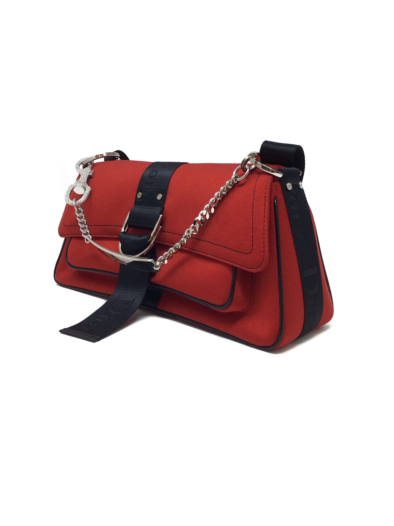 Christian Dior Cherry Vintage 'Hardcore' Jacquard Strap Satin Shoulder Bag