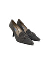 Prada 40.5 Grey Suede Leather Buckle Pointed Toe Pumps