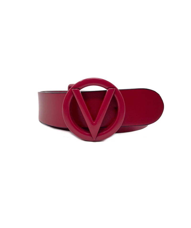 Mario Valentino Size S Cherry 'Giusy' Circular Logo Buckle Leather Belt
