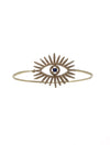 BE LOVED Yellow Pave Diamond & Blue Sapphire Evil Eye 14K Gold Wire Bracelet