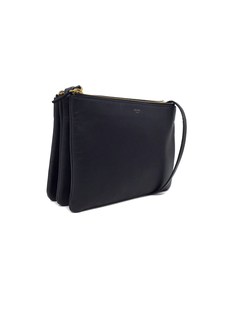 Celine Black 'Trio' Small Lambskin Crossbody