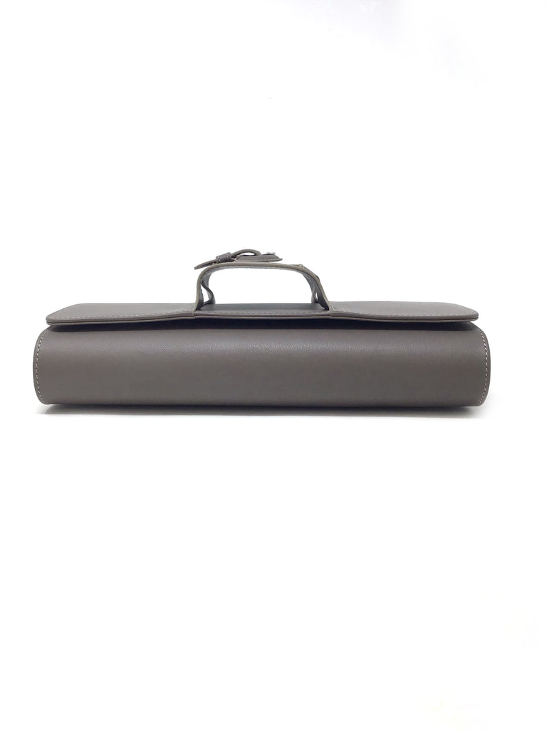 Perrin Taupe 'La Parisienne' Leather Buckle Clutch