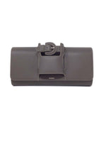 Perrin Taupe 'La Parisienne' Leather Buckle Clutch