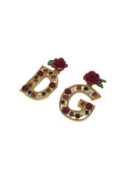 Dolce & Gabbana WB! DG Logo Rose Post Crystal Clip-On Earrings