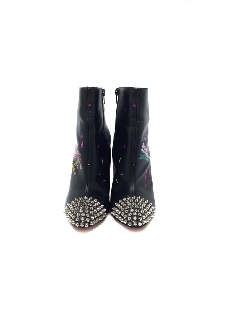 Christian Louboutin 39.5 'Love Is A Boot' Paint & Spike Cap Toe Boot