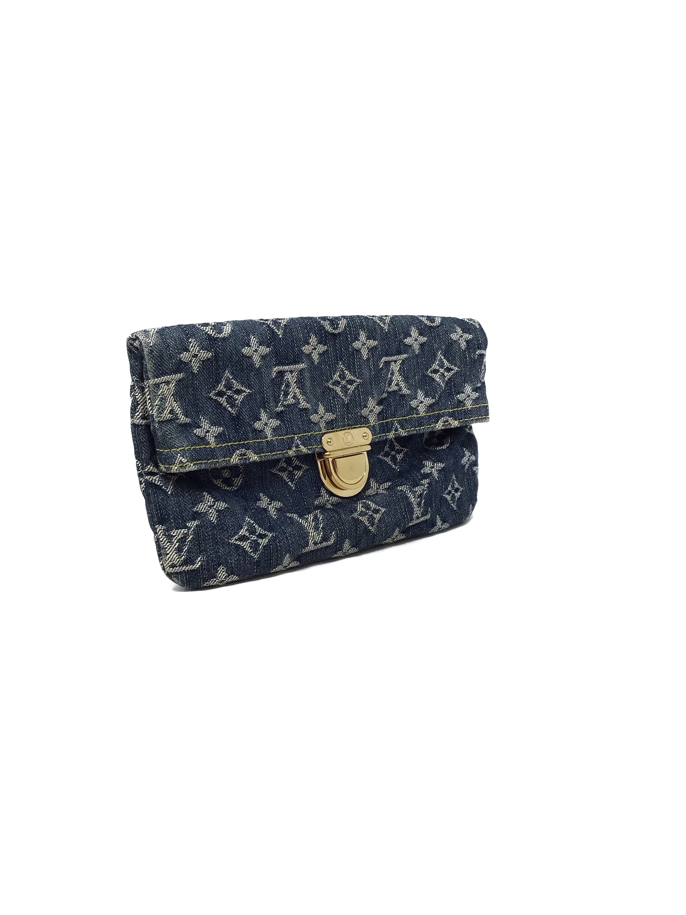 Louis Vuitton Blue 07 Monogram Denim Pochette Plat Clutch The Little Bird