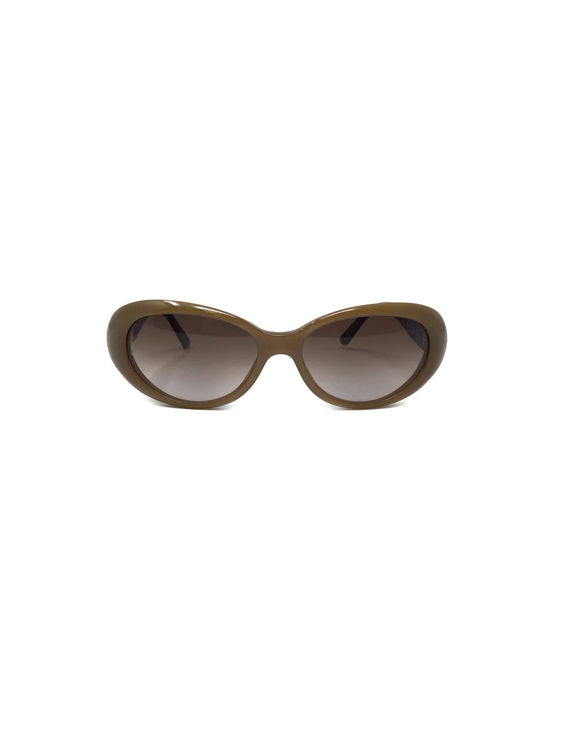 Chanel WB! Vintage Two-Tone Oval Frame Logo Sunglasses