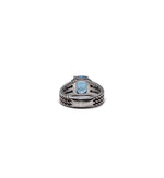 David Yurman WB! SS 'Petite Wheaton' 3.60ct Hampton Blue Topaz & Diamond Ring
