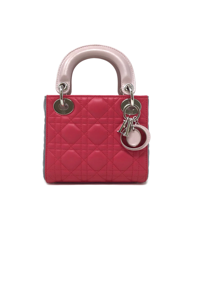 Christian Dior WB! Mini 'Lady Dior' Cannage Lambskin Tri-Tone Bag W/Strap