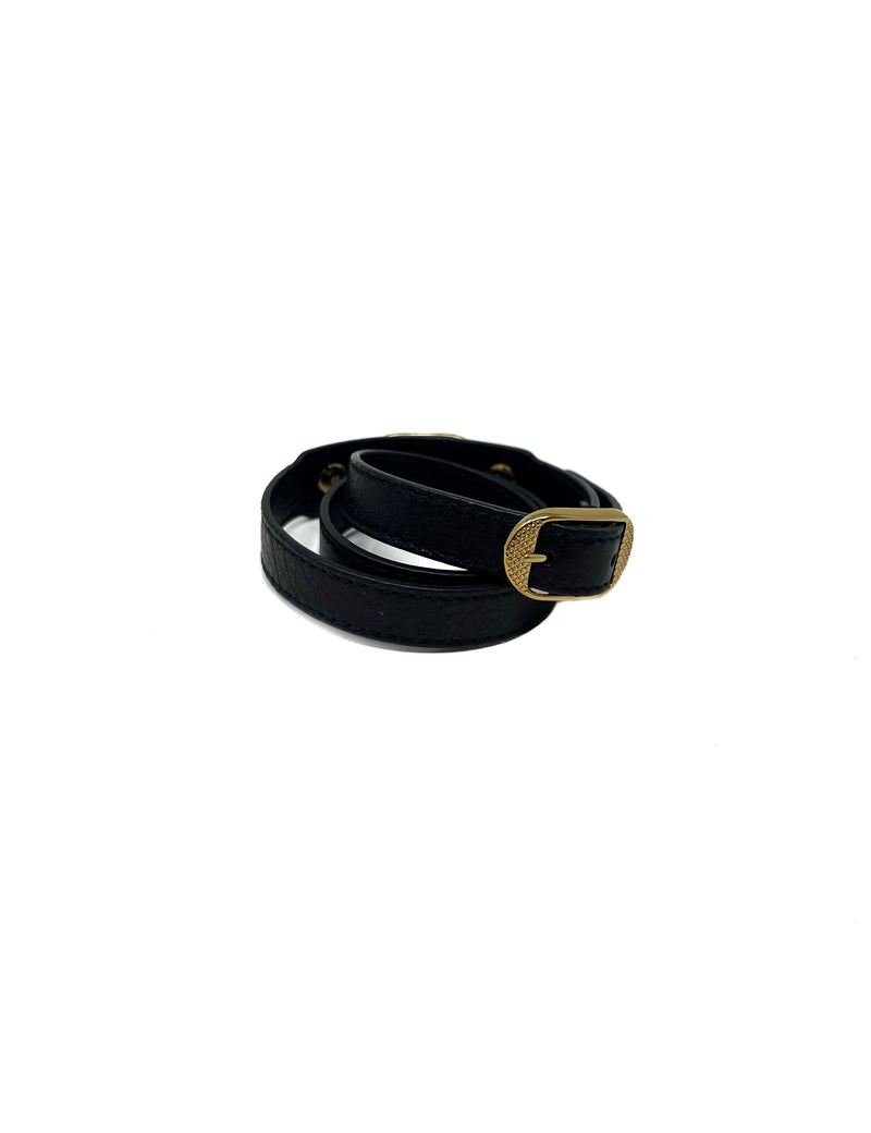 Balenciaga Black/Gold 'Arena' Leather Wrap Bracelet