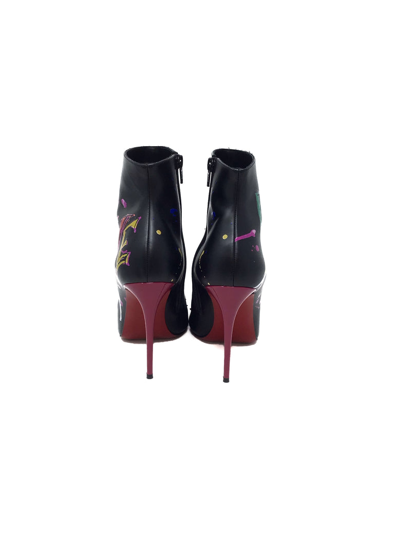 Christian Louboutin 39.5 'Love Is A Boot' Paint & Spike Cap Toe Boot