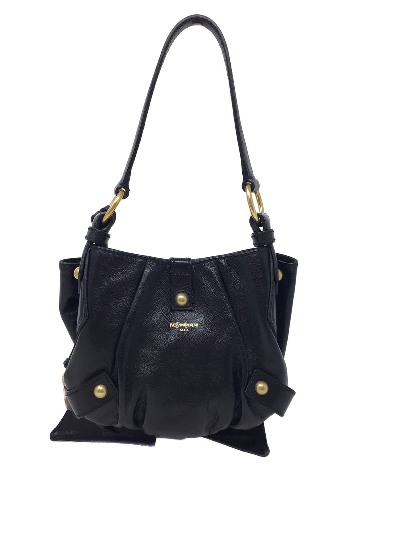 Yves Saint Laurent Black Mini Bow Bamboo Tassel Bag