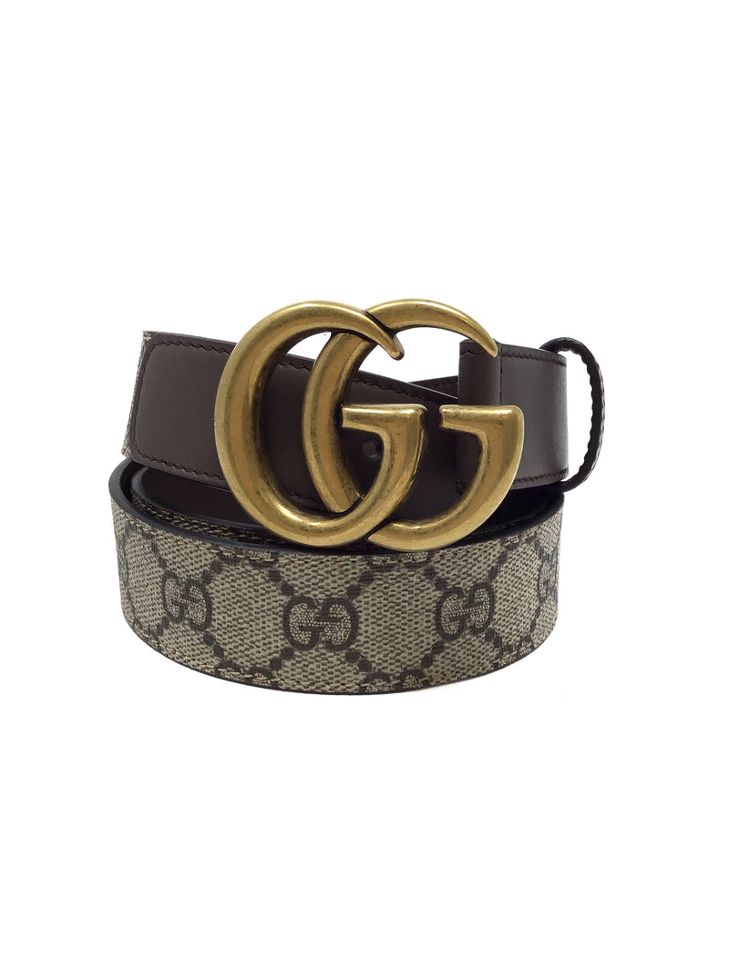 Gucci Size 100 Marmont Buckle GG Supreme Leather Belt The Little Bird