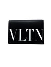 Valentino Black VLTN Logo Flap Clutch