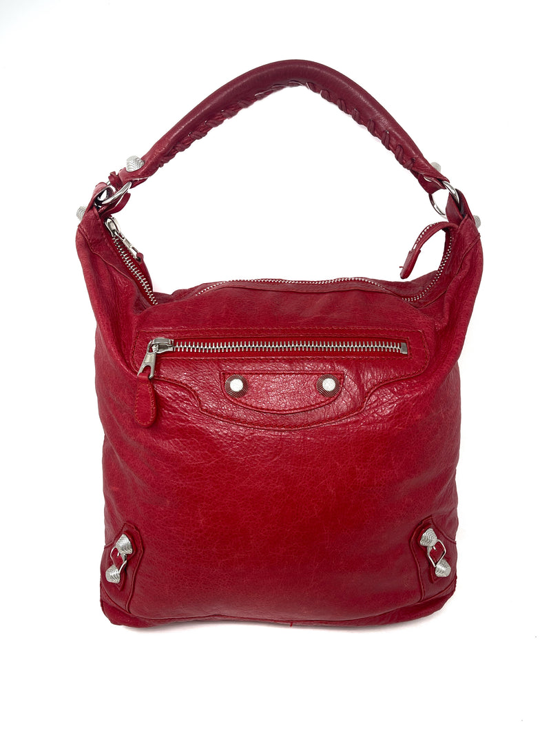 Balenciaga Red 13 Motorcross Giant 21 Day Hobo Handbag The