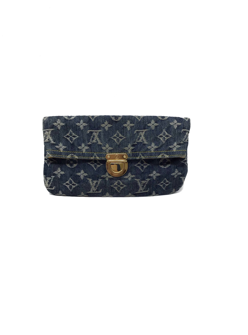 Louis Vuitton Blue '07 Monogram Denim Pochette Plat Clutch