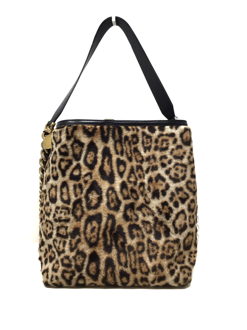 Stella McCartney 'Frayme' Leopard Faux Fur Tote