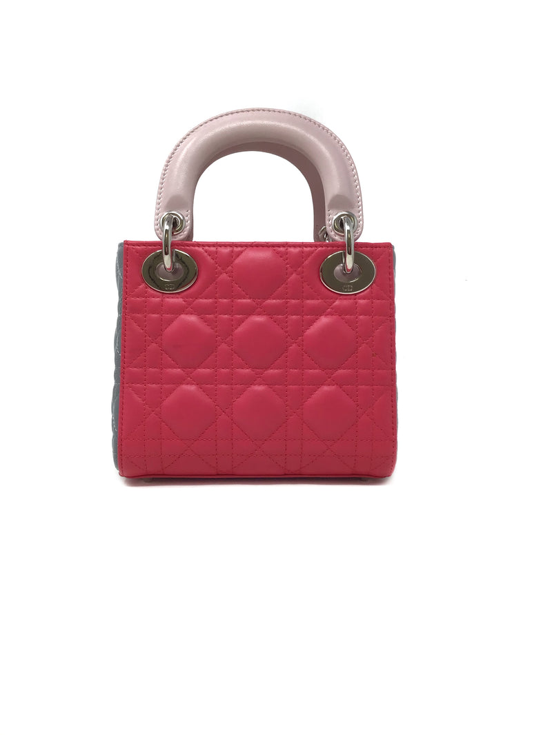 Christian Dior WB! Mini 'Lady Dior' Cannage Lambskin Tri-Tone Bag W/Strap