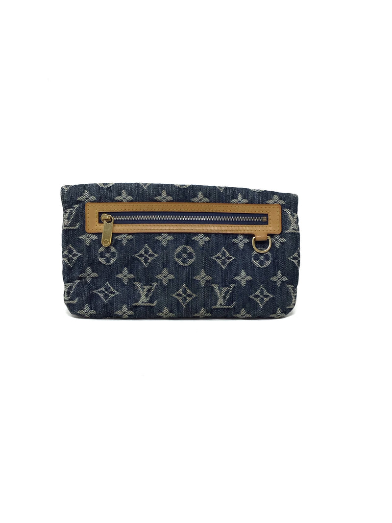 Louis Vuitton Blue '07 Monogram Denim Pochette Plat Clutch