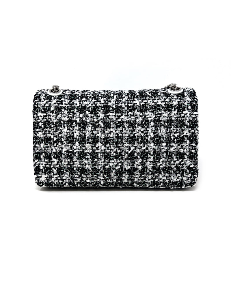 Chanel Black/White/Silver'19P Reissue 2.55 Tweed Resin 226 Double Flap Bag