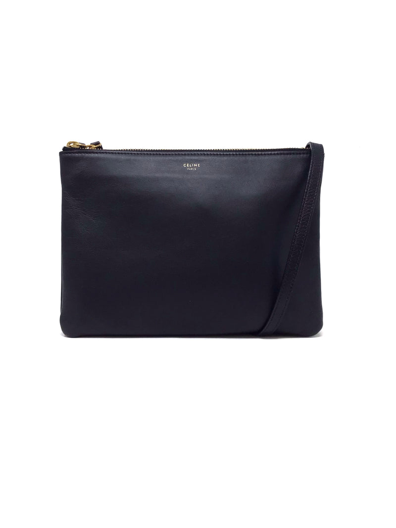 Celine Black 'Trio' Small Lambskin Crossbody