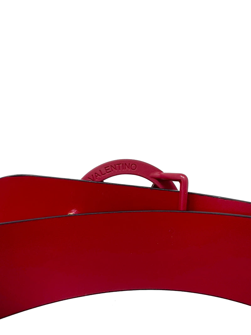 Mario Valentino Size S Cherry 'Giusy' Circular Logo Buckle Leather Belt