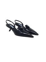 Prada W Shoe Size 36 Low Logo Plaque Slingback Leather Heel