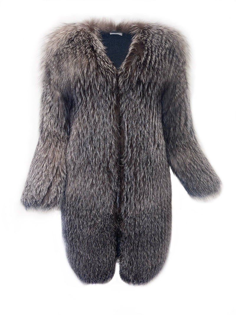 Brunello Cucinelli Silver Fox Cashmere Lined Coat