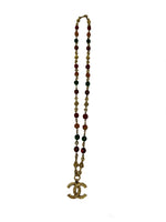 Chanel Vintage Ornate Gripoix Beads & CC Pendant Necklace
