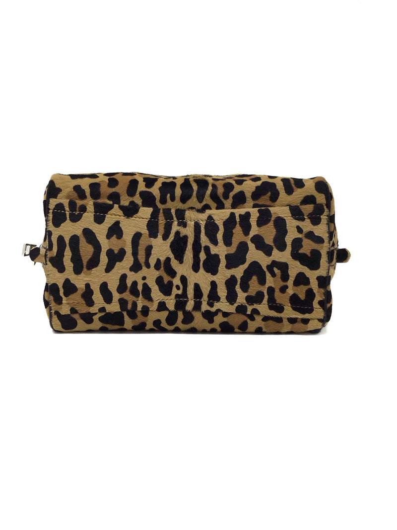 Prada Leopard '16 'Inside' Calf Hair & Ostrich Handle Bag W/Strap