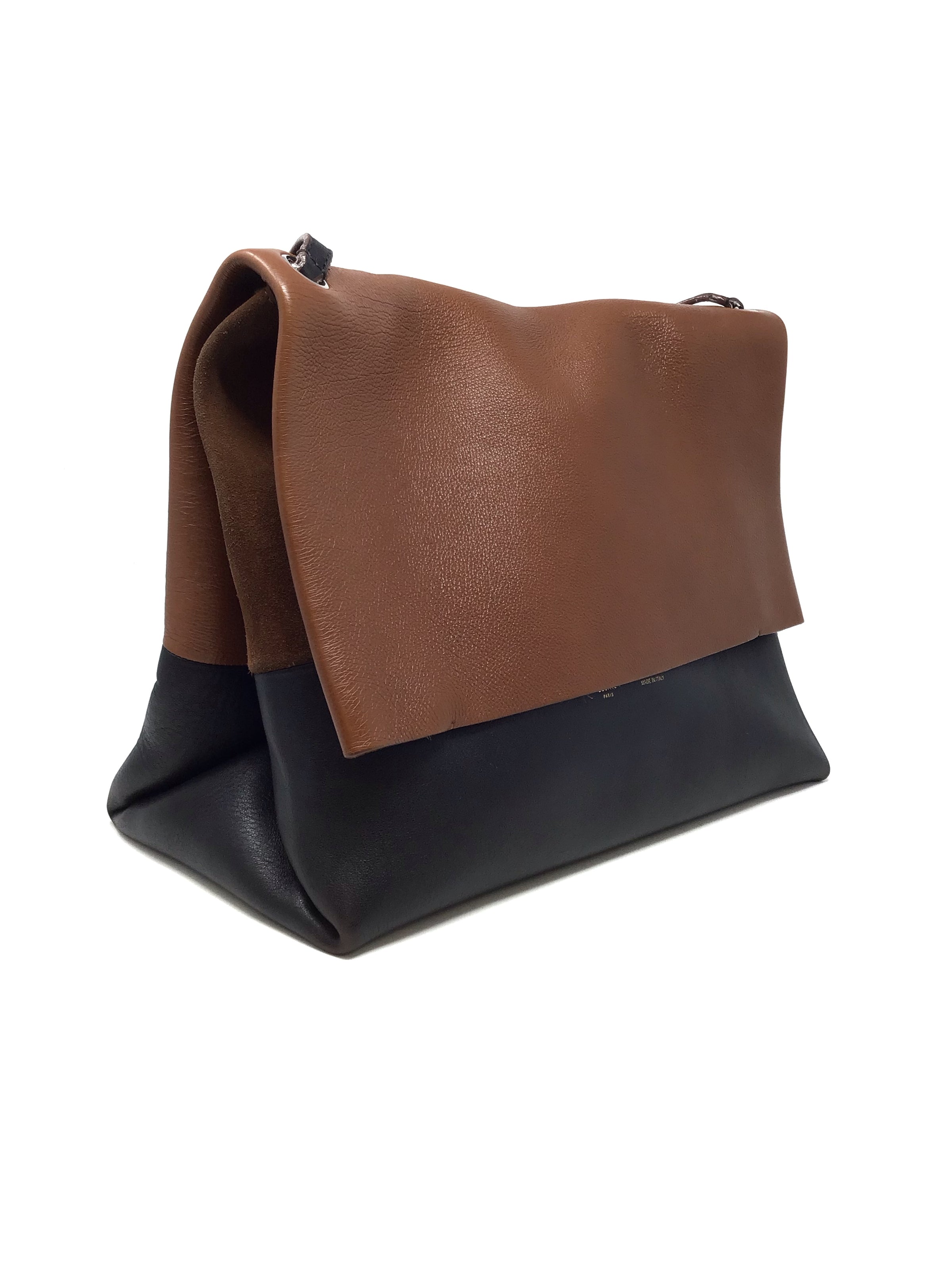 Celine Tri Leather Soft Flap Calfskin Tote The Little Bird